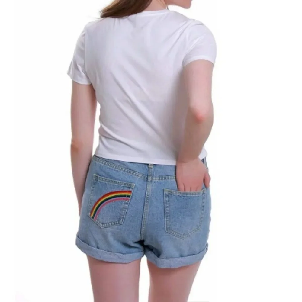 White Gajigaji Short Sleeve Knot Front Crop Top in a Misses size Medium - Picture 3 of 13